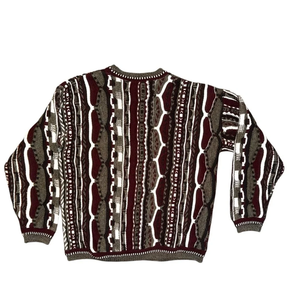 Vintage Lavane New York Textured 3D Sweater Colorful Men large Cosby 80s Biggie